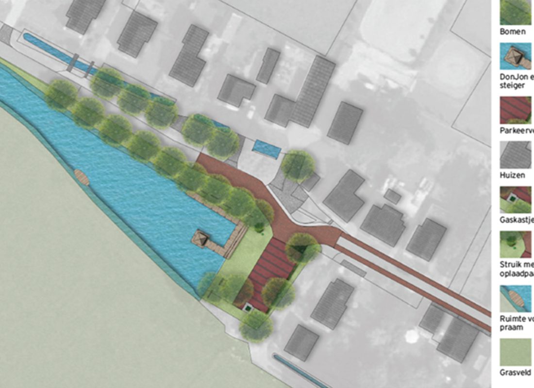 Plattegrond van hoe het haventje in Huizinge eruit komt te zien