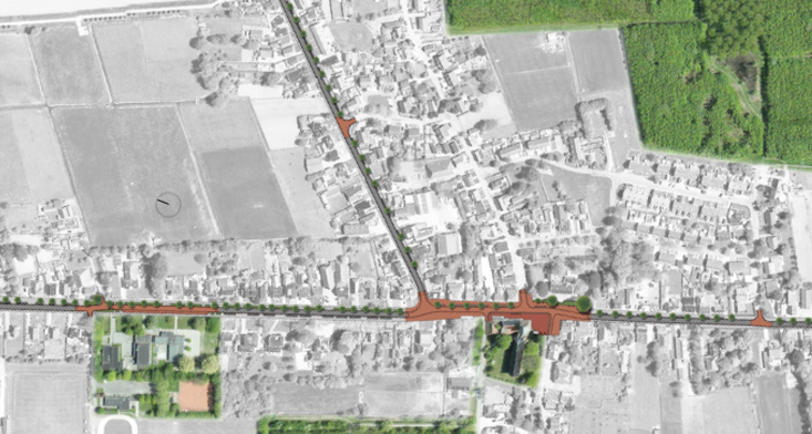 Plattegrond van de herinrichting van de Hoofdstraat in 't Zand.