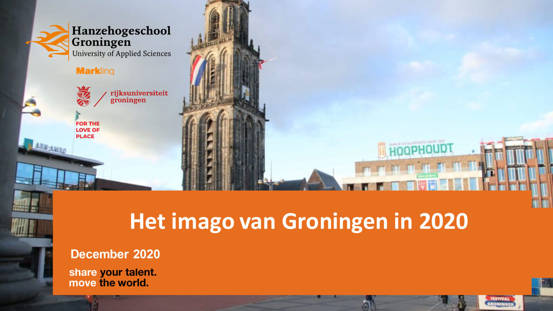 Voorkant van het pdf-document van de Imagomonitor 2020 met daarop de Martinitoren en de titel van het document