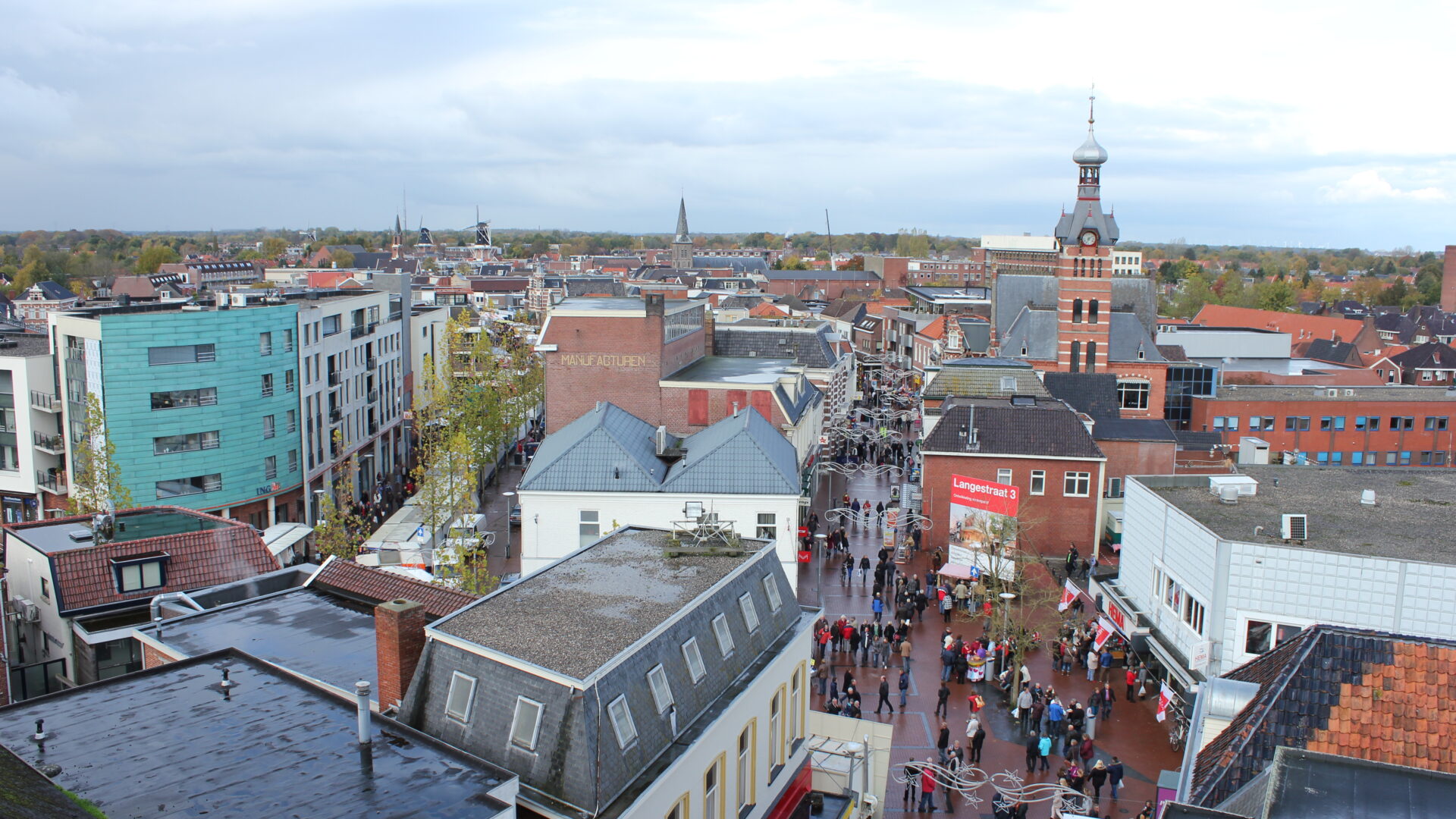 Decoratieve afbeelding van het bovenaanzicht van het centrum van Winschoten