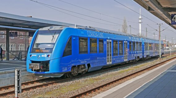Decoratieve afbeelding van een waterstoftrein