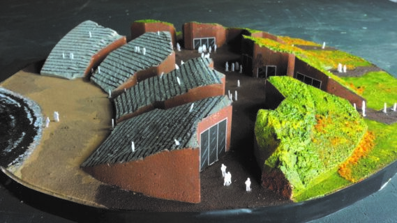 Een maquette van hoe het openluchttheater De Barst er uit kan zien