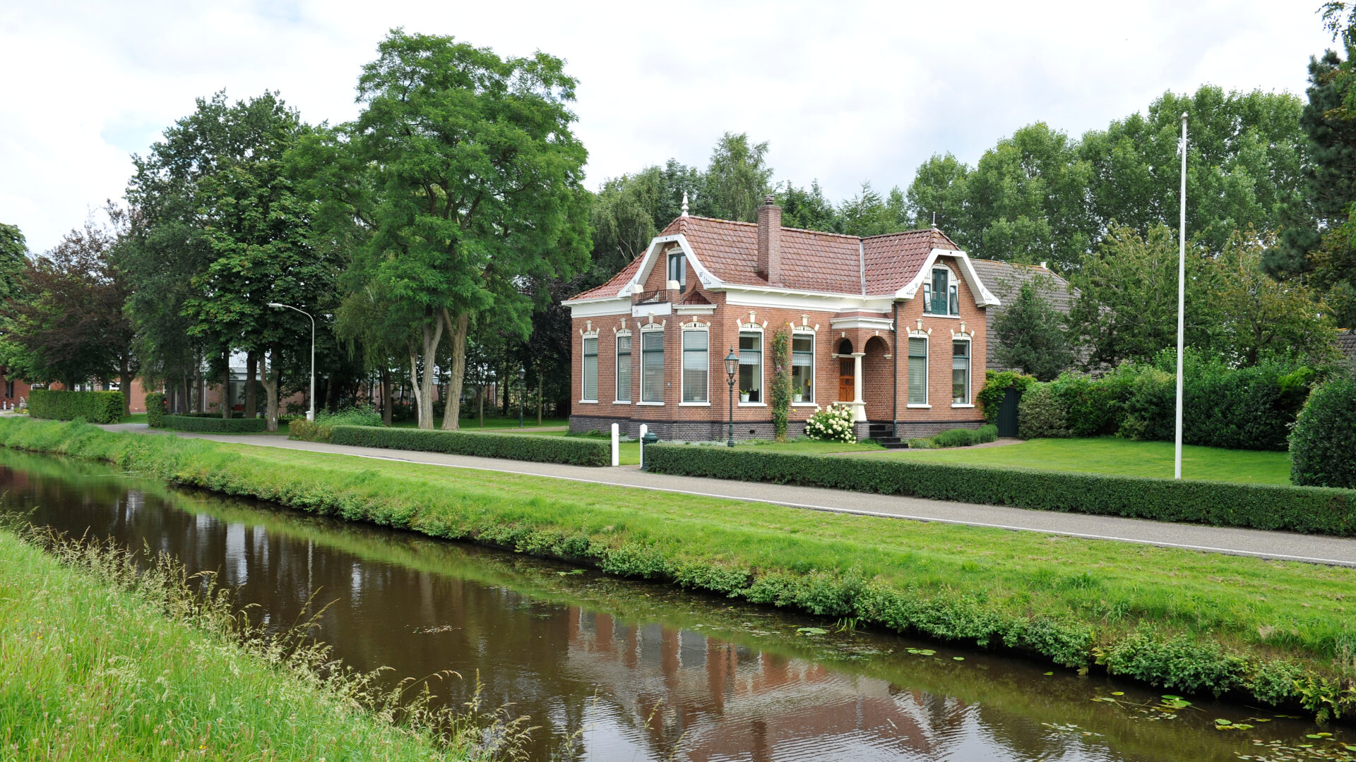 Decoratieve afbeelding van bebouwing rond het Kieldiep in Kielwindeweer