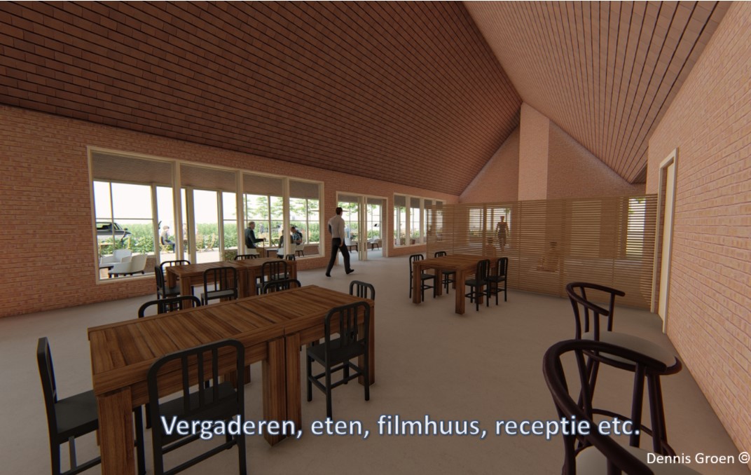 Schets van de binnenkant van Dorpshuis Jonkersvaart