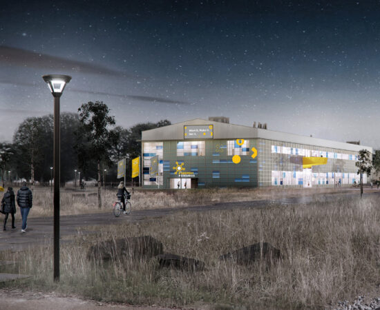 Digitale tekening van het gebouw van Makeport Mercurius